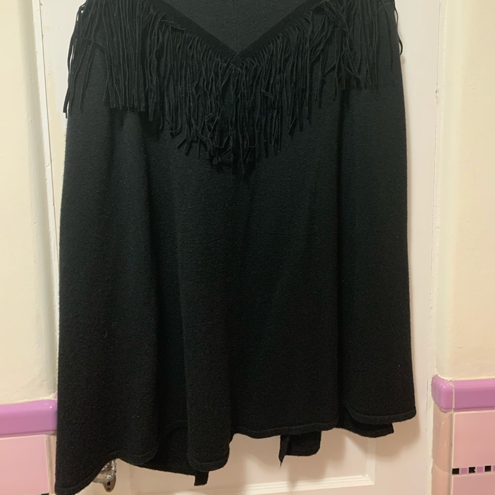 Love Token Black Cape/Poncho with fringe
